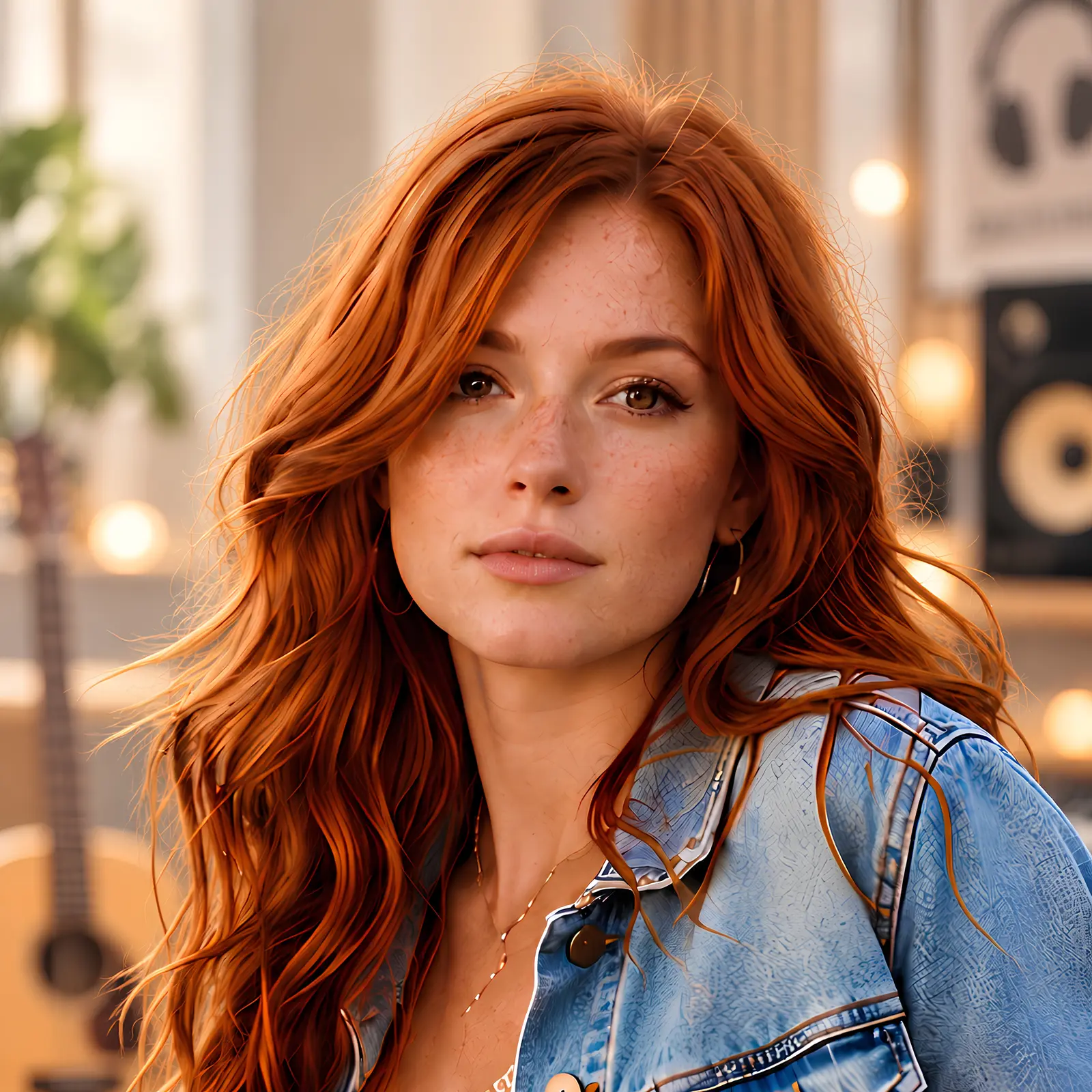 Portrait of Calla Hayes in a warmly lit recording studio